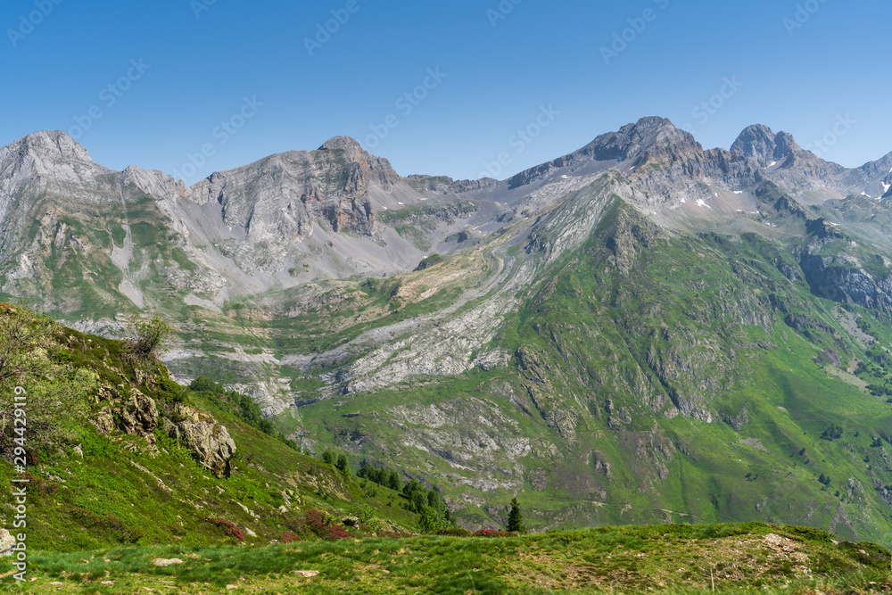 view of mountains and valley in the french pyrenees