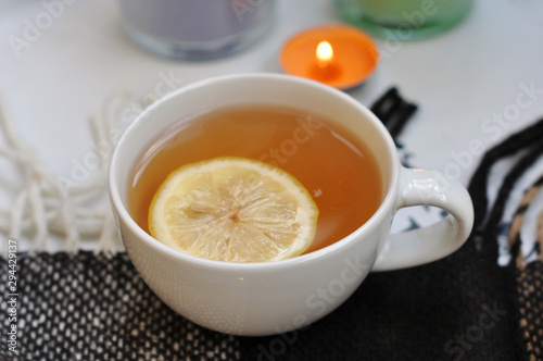 cup of hot tea with lemon