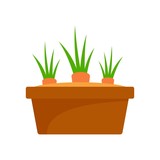 Carrot in ground pot icon. Flat illustration of carrot in ground pot vector icon for web design