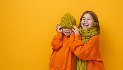 Winter portrait of happy children