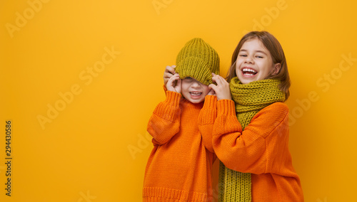 Winter portrait of happy children