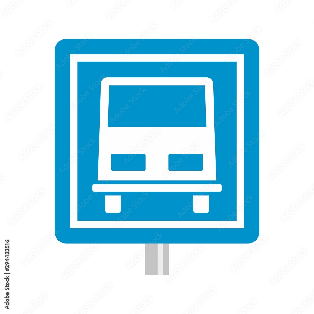 Bus stop road sign icon. Flat illustration of bus stop road sign vector icon for web design Bus stop road sign icon. Flat illustration of bus stop road sign vector icon for web design