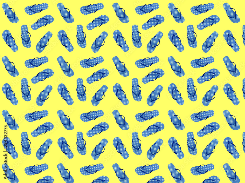 Seamless pattern from flip flops on a yellow background