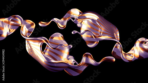Beautiful elegant metal splash on a black background. 3d illustration, 3d rendering.
