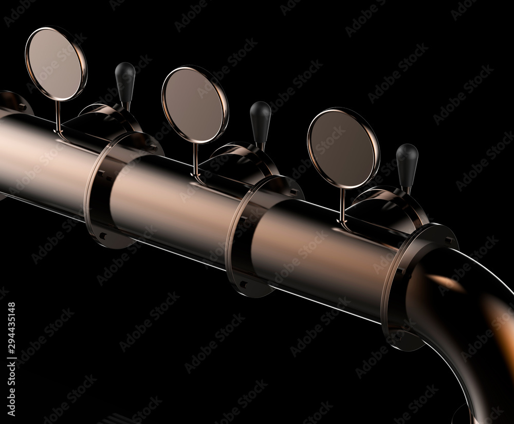 Naklejka premium Beer Tower Pump Bar 3d Render Bronze Tube Dark
