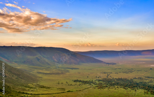 Canvas Print sunset over ngorongoro crater