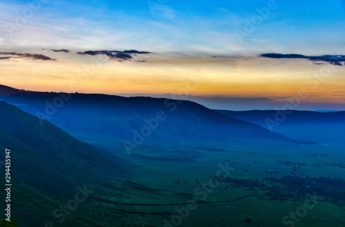 sunset over ngorongoro crater