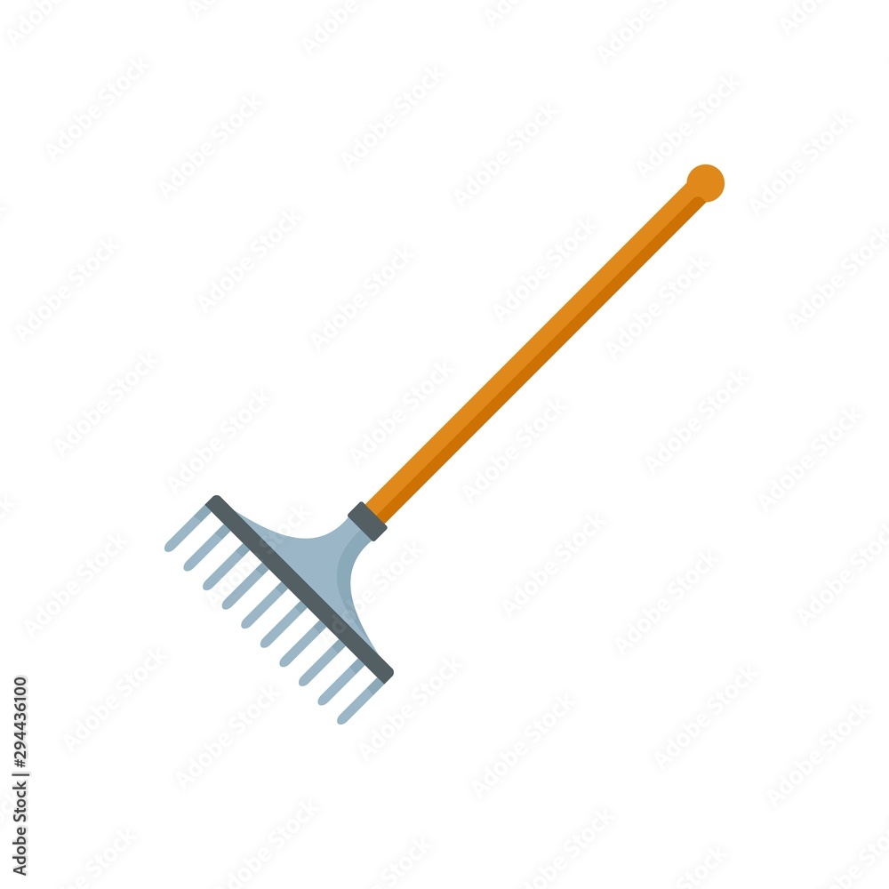 Garden rake icon. Flat illustration of garden rake vector icon for web design Garden rake icon. Flat illustration of garden rake vector icon for web design