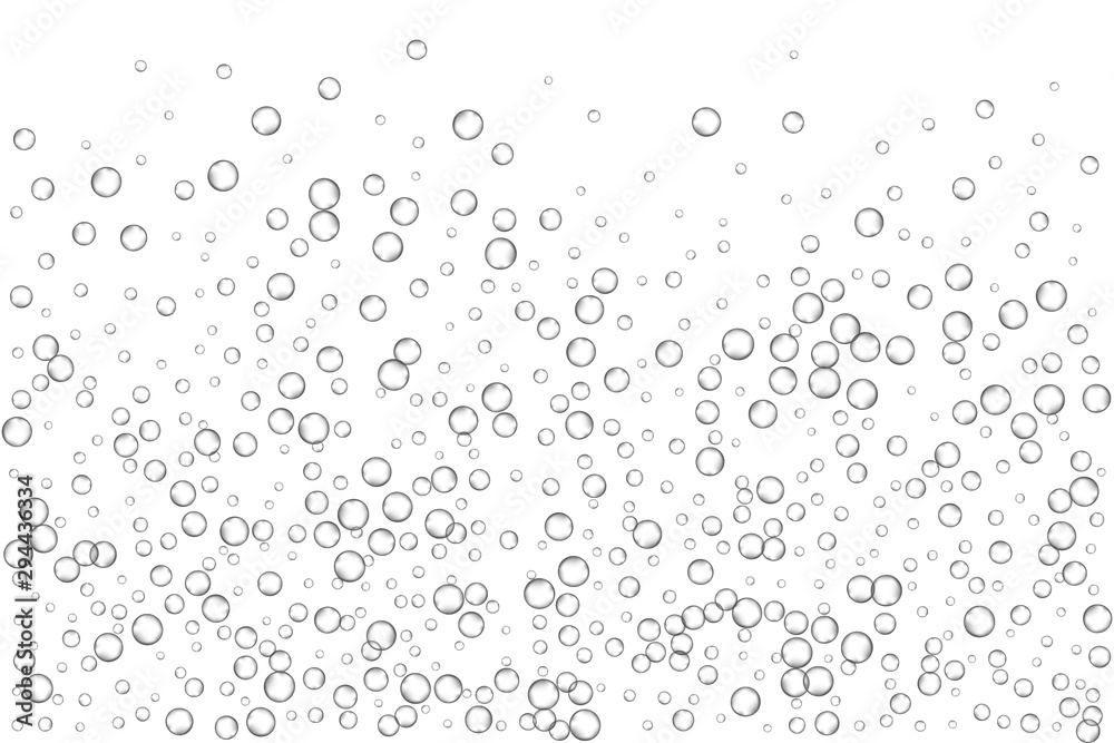 Air bubbles, oxygen, champagne crystal clear, isolated on white background modern design. Vector illustration EPS 10.