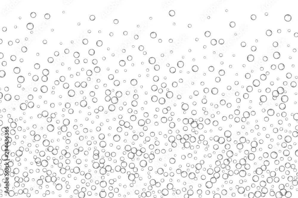 Air bubbles, oxygen, champagne crystal clear, isolated on white background modern design. Vector illustration EPS 10.