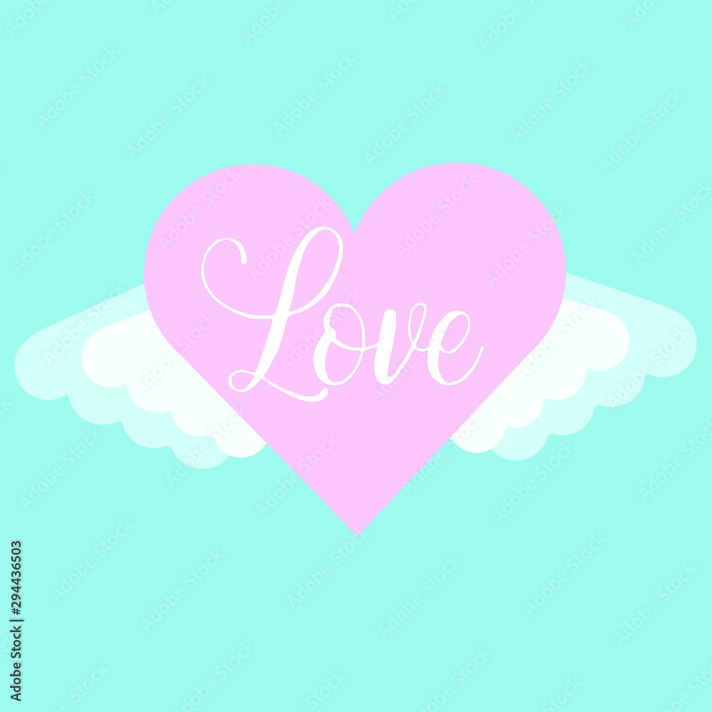 Romantic Heart, Wings, Valentine, Illustration