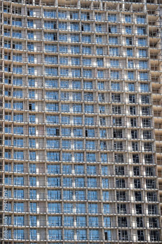 Construction of a high-rise building. Building construction using formwork.