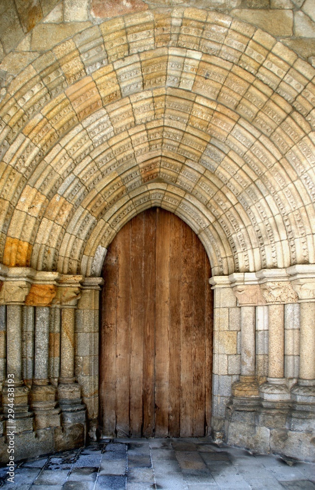 Gothic door in Viseu Cathedral, Portugal