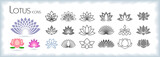 Collection of lotus icons with different styles