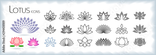 Collection of lotus icons with different styles photo