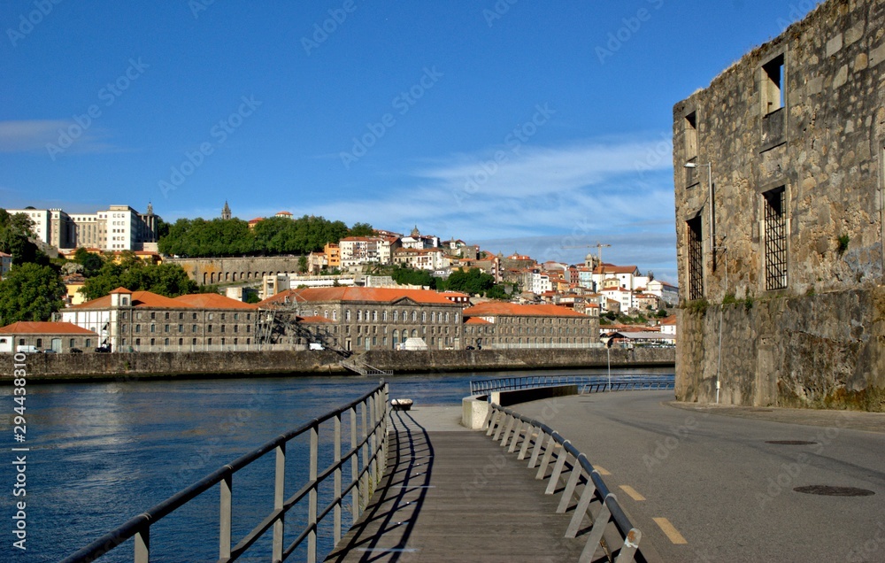 Gaia quay waterfront overlooking Porto, Portugal