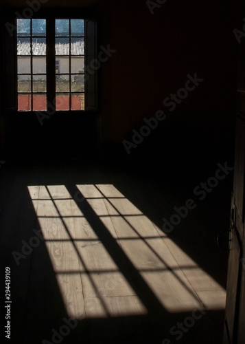 Window Pane Shadow In Bare Monastery Room, Tibaes Monastery, Portugal