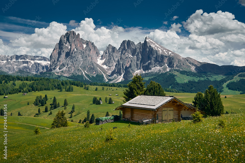 The landscape around Alpe di Siusi/Seiser Alm, Dolomites, Italy