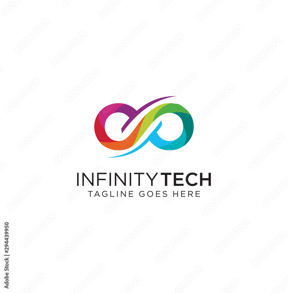 Infinity Logo with color gradient Design Vector Stock . Limitless Logo Tech Design