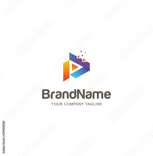 Play Tech Logo Design . Abstract Letter P tech logo Design . Triangle Tech logo Colorfull design template Vector Free Download Play Tech Logo Design . Abstract Letter P tech logo Design . Triangle Tech logo Colorfull design template Vector - GFXLoad