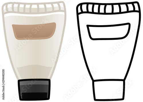 Beige tube of cream in colored and line versions