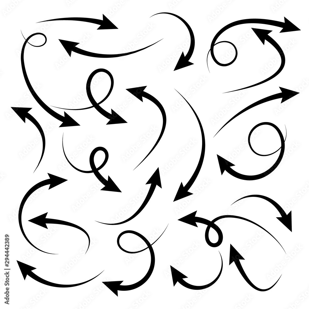 Black Hand Drawn Arrows Set on White Background. Arrow, Cursor Icon. Vector Pointers Collection. Back, Next Web Page Sign. Black Hand Drawn Arrows Set on White Background. Arrow, Cursor Icon. Vector Pointers Collection. Back, Next Web Page Sign.