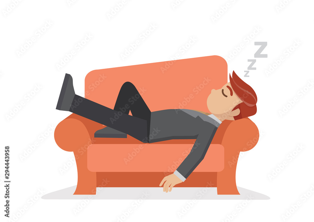 Cartoon character,businessman taking a nap on sofa. Stock Vector | Adobe  Stock