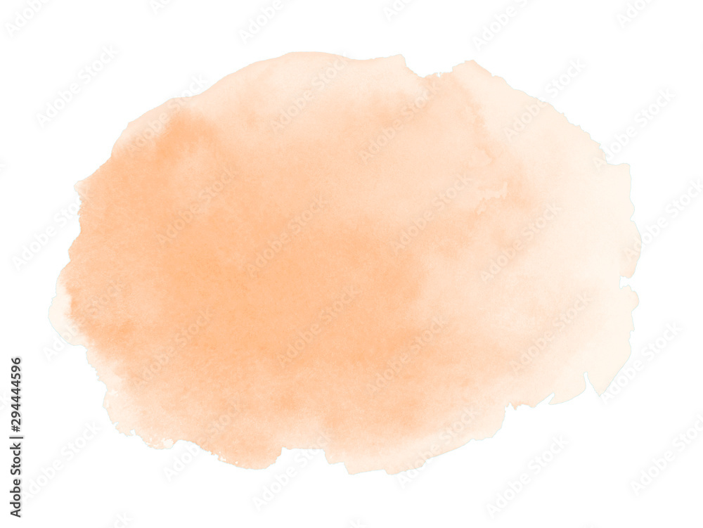 Fototapeta premium Artistic watercolor light peach brushstroke with uneven edges.