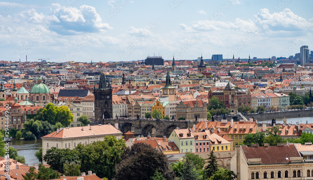 Aerial view of Prague Czech Republic from Castle.