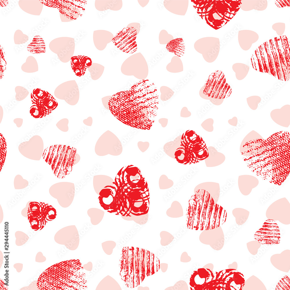 Heart pattern seamless background design print. Textured hearts on white background vector illustration. Heart pattern seamless background design print. Textured hearts on white background vector illustration.