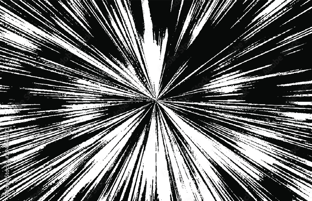 Obraz premium Circular starburst explosion texture. Distressed uneven grunge background. Abstract vector illustration. Overlay to create interesting effect and depth. Isolated on white background.