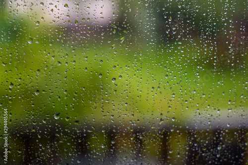 Rain drops on window. Autumn, fall illustration. Rainy weather.