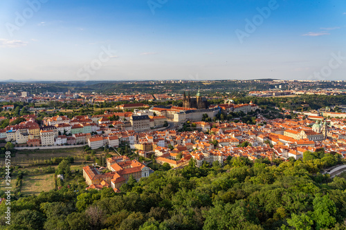 Aerial view of Prague Czech Republic from Petrin Hill observation Tower. © alzamu79