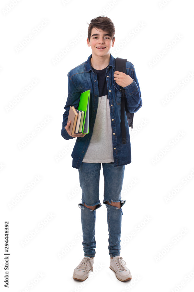 full length student isolated on white background full length student isolated on white background