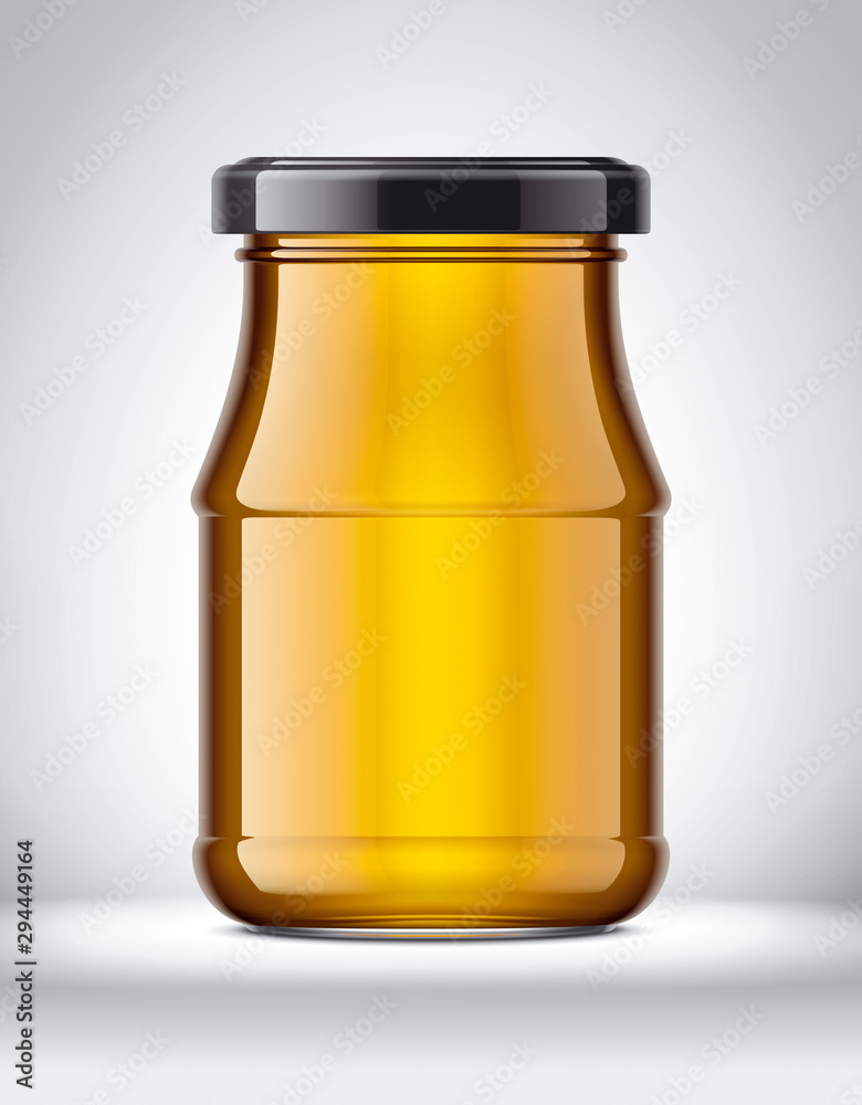 Glass Jar with Honey on Background. Glass Jar with Honey on Background.