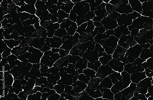 Cracked Surface Grunge Texture Vector. Uneven Overlay. Distressed Grungy Effect. Vector Illustration.Black Isolated on White Background. EPS 10.
