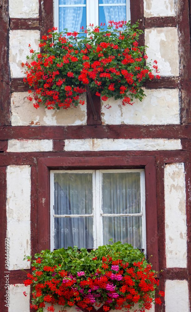 Detail from colourful half-timbered house in Treis-Karden