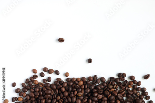 Gradient from coffee beans on a white background.