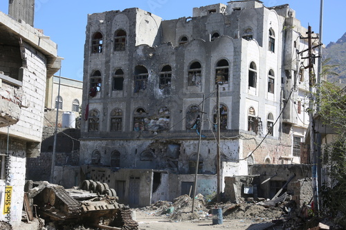 Houses destroyed due to the war in Yemen