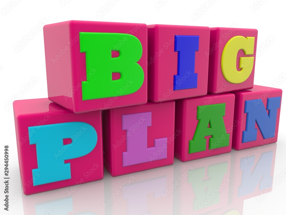 Big plan concept on colored cubes Big plan concept on colored cubes