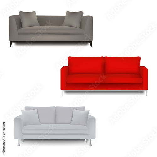 Three Sofa Bed With Isolated White Background