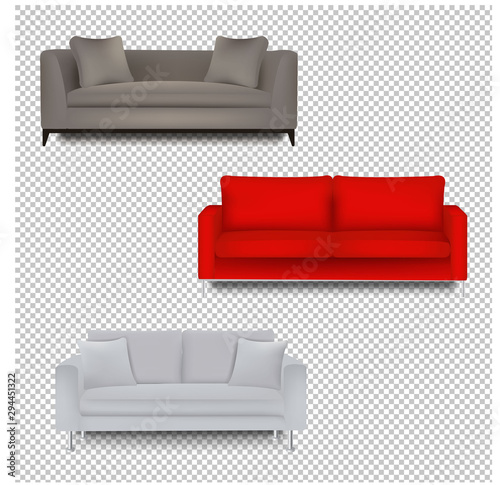 Three Sofa Bed With Isolated Transparent Background