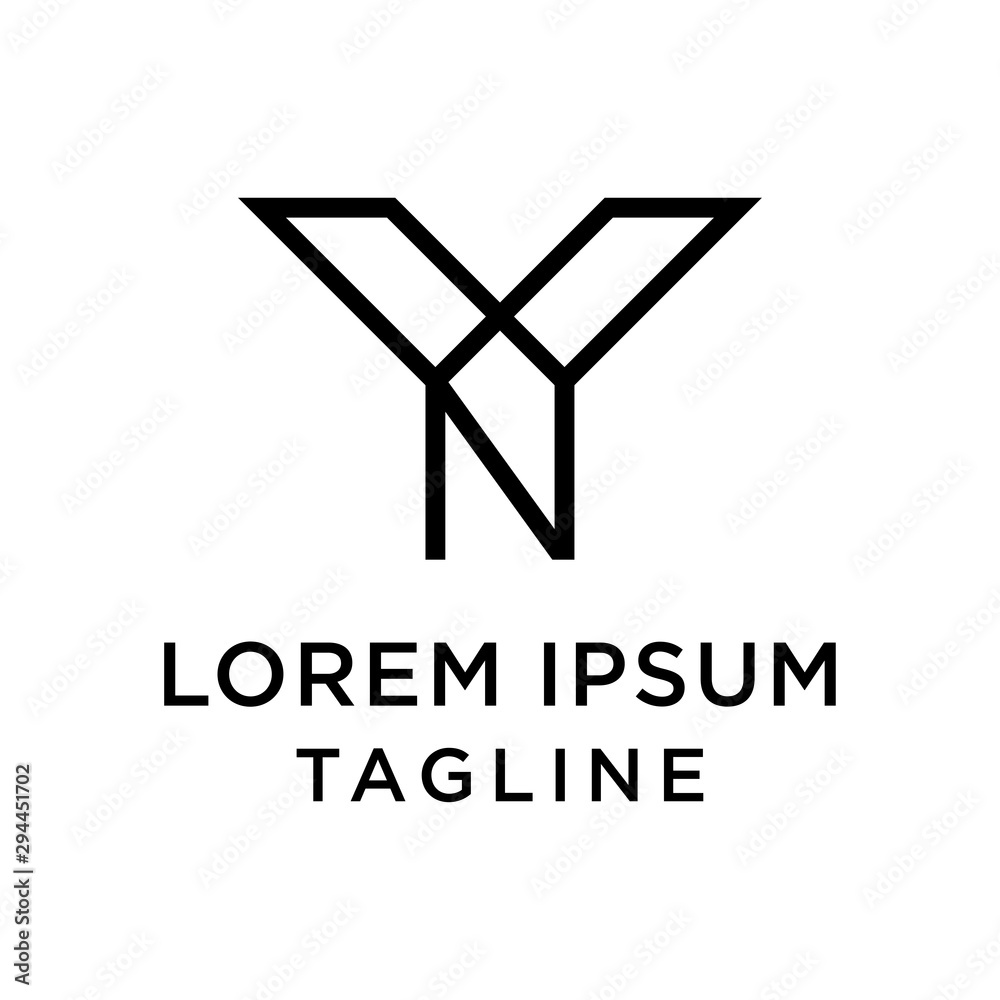 initial letter logo YN, NY logo template  - obrazy, fototapety, plakaty 