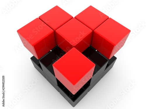 Concept of toy cubes in black and red