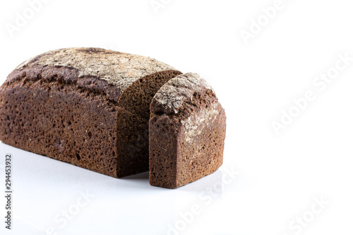 Rye bread slices isolated on white background