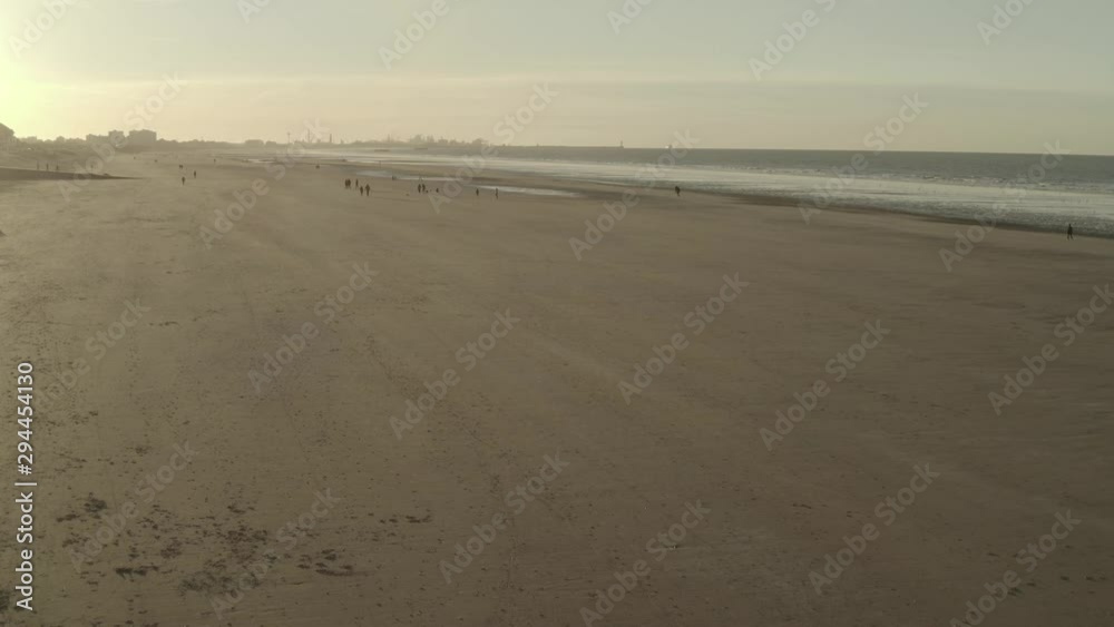 Dunkirk beach, people and seagulls (Dunkerque, France) d-log
