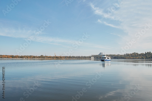view of the lake ferry and bridge Mykolaiv Nikolaev Ukraine