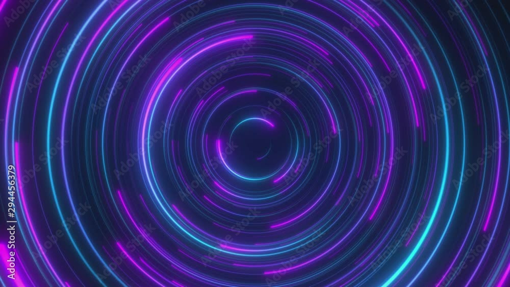 Looped animation. Abstract background with moving through bright circles in violet and blue color. Modern colorful wallpaper. 3d rendering. Looped animation. Abstract background with moving through bright circles in violet and blue color. Modern colorful wallpaper. 3d rendering.