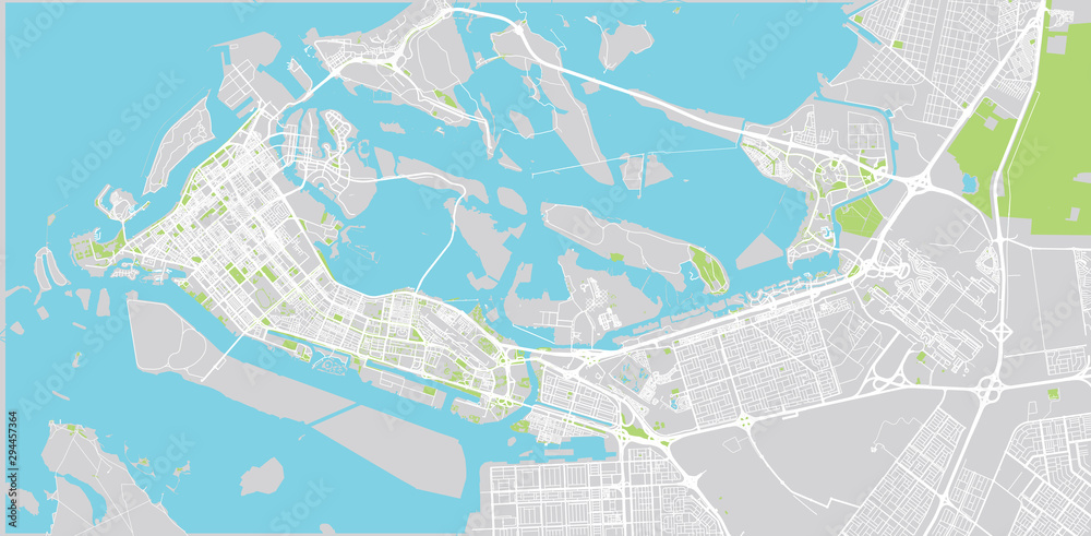 Naklejka premium Urban vector city map of Abu Dhabi, United Arab Emirates