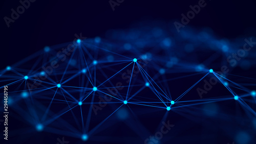 Network connection structure. Abstract background with interweaving of dots and lines. 3D rendering.